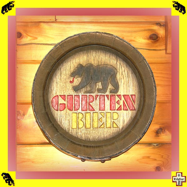 Photo: Bern Bear Gurten Bier (beer) barrel end (Fassboden) sign.