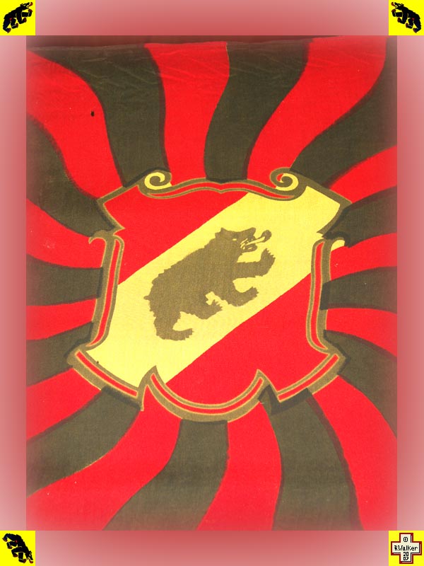 Photo: Bern Bear on very old flag of Canton Bern.
