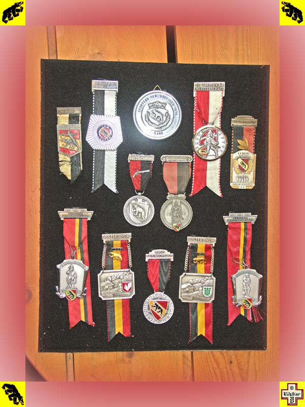 Photo: Bern Bear on shooting medals.